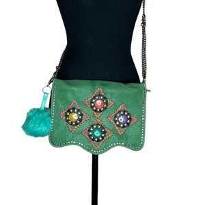 Moroccan Leather Green Purse/Clutch